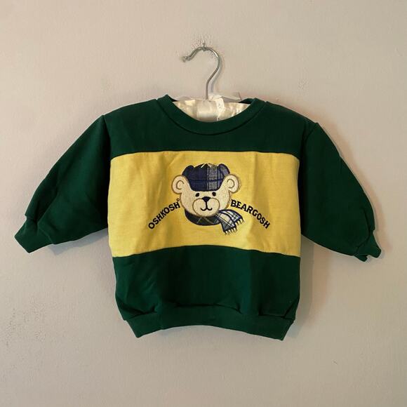 OshKosh Boys' 12 Month Vintage 90s Green Yellow BearGosh Crewneck Sweatshirt - Picture 1 of 10